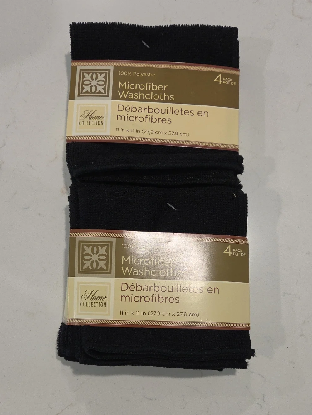 Home Collection Black Microfiber Washcloths - Pack of 4 (Set Of 2)